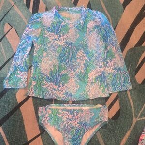 Lilly Pulitzer Kids Swim Rashguard - Blue and Pink Girls size 6